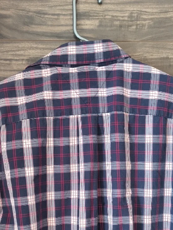 Vintage 90s / Y2K Tommy Hilfiger Plaid Short Sleeve Button Down Shirt - Large - Picture 9 of 10